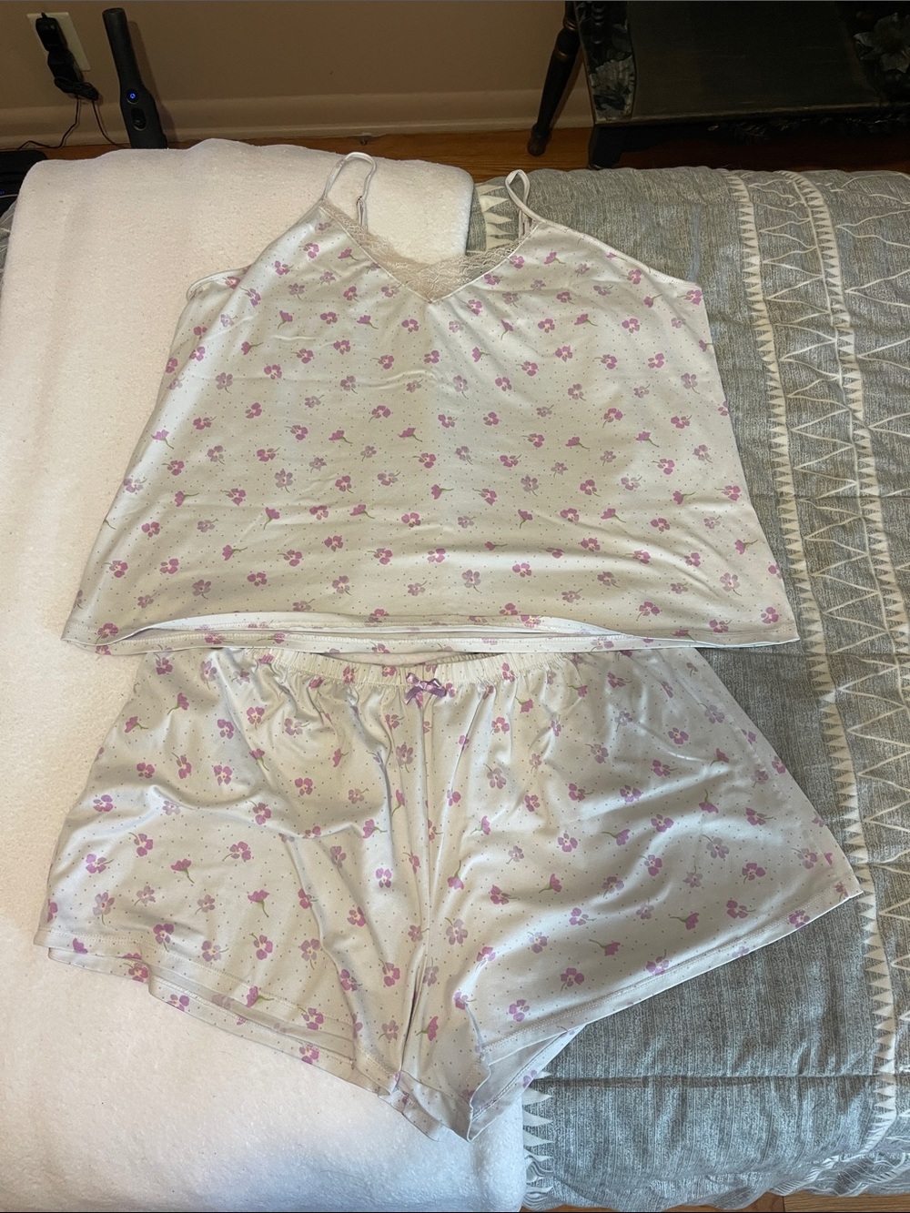Light Pink Floral Cami & Short Sleep Set